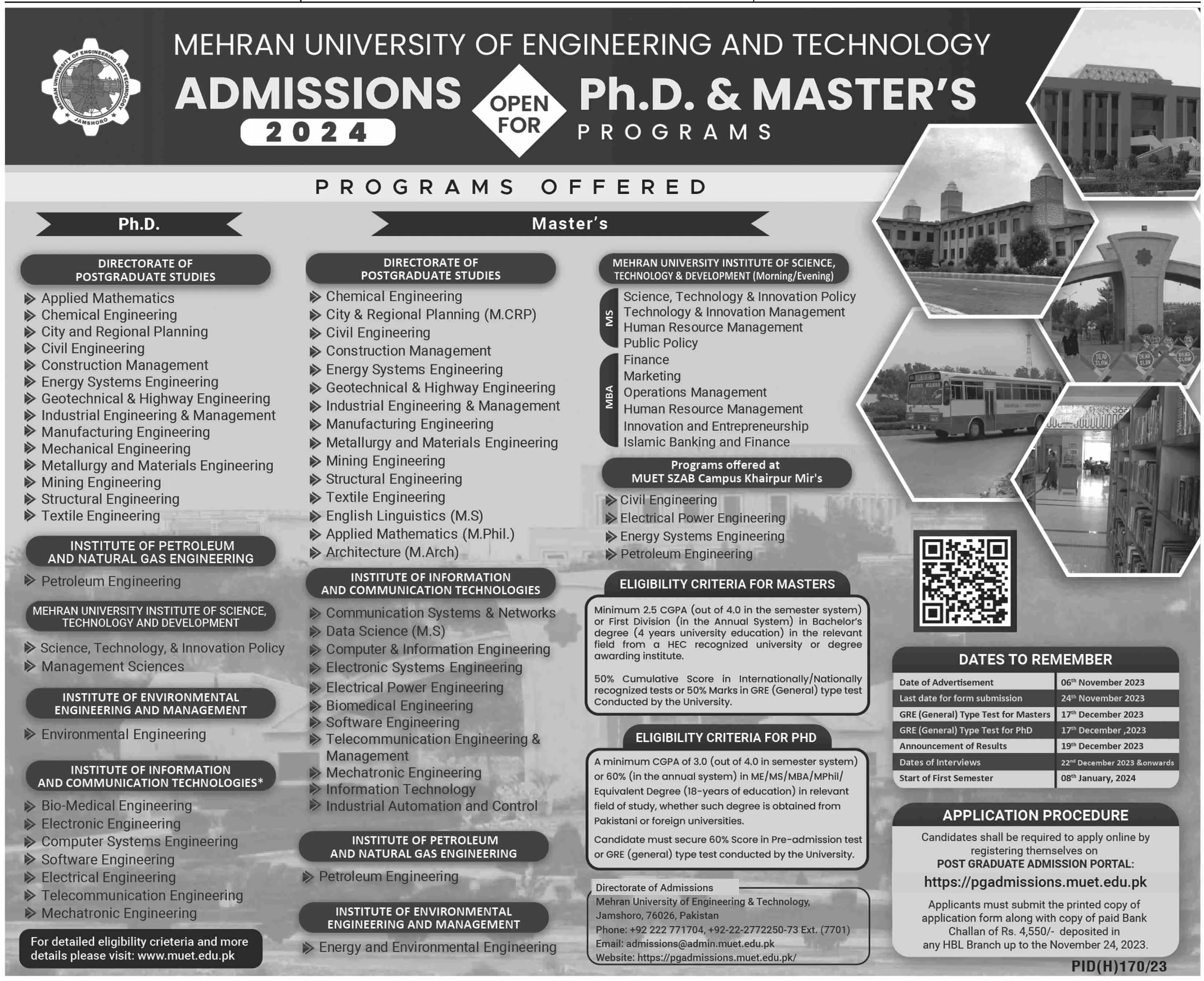 Mehran University of Engineering And Technology Admissions – Mehran University of Engineering & Technology Jamshoro Admissions 2023 — original advertisement
