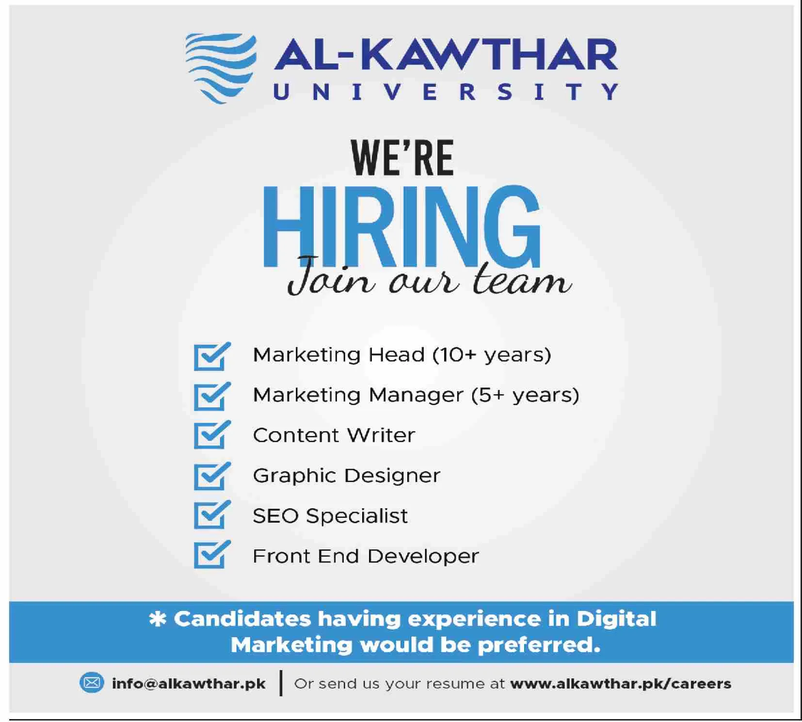 Al Kawthar University Jobs 2023 Jobs 2023 — original advertisement