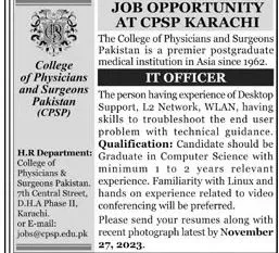 College of Physician and Surgeons Pakistan CPSP Jobs 2023 – College of Physicians and Surgeons Pakistan Jobs 2023 — original advertisement