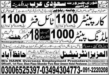 Building Painter & Tile Fitter Jobs 2023 In Saudi Arabia – Al Azam Manpower Services Jobs 2023 — original advertisement
