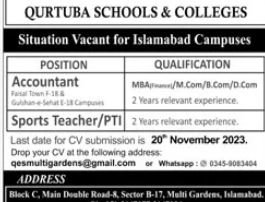 Qurtuba School And Colleges Islamabad Campuses Jobs 2023 – Qurtuba Schools & Colleges Jobs 2023 — original advertisement
