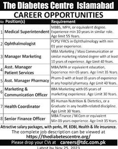 The Diabattes Centre Islamabad Jobs 2023 – The Diabetes Centre Islamabad Jobs 2023 — original advertisement