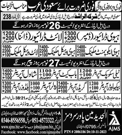HTV Driver Jobs 2023 In Saudi Arabia KSA – Al Jadeed Man Power Service Jobs 2023 — original advertisement
