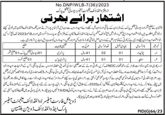 Forestry Environment and Wildlife Department Gilgit Job 2023 – Forest Department Gilgit Baltista Jobs 2023 — original advertisement
