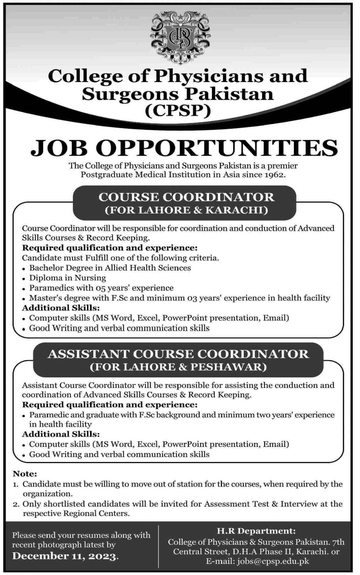 College Of Physicians & Surgeons Pakistan CPSP Jobs 2023 – College of Physicians and Surgeons Pakistan Jobs 2023 — original advertisement
