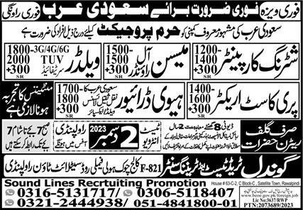 Precast Erector & Welder Jobs 2023 In Saudi Arabia – Gondal Trade Test & Training Center Jobs 2023 — original advertisement