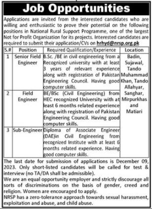 National Rural Support Programme NRSP Badin Sindh Jobs 2023 – National Rural Support Program NRSP Jobs 2023 — original advertisement