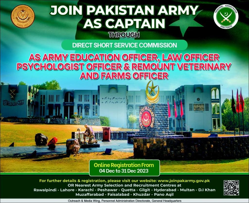 Join Pakistan Army AS Captain 2023 Jobs 2023 — original advertisement