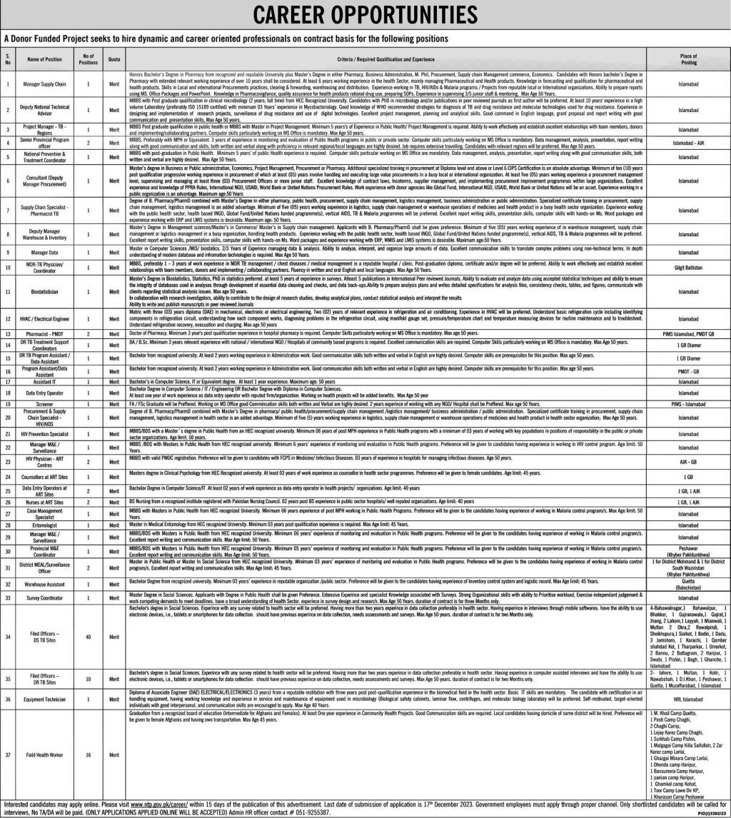 Donor Funded Project Jobs 2023 – Public Sector Organization Jobs 2023 — original advertisement