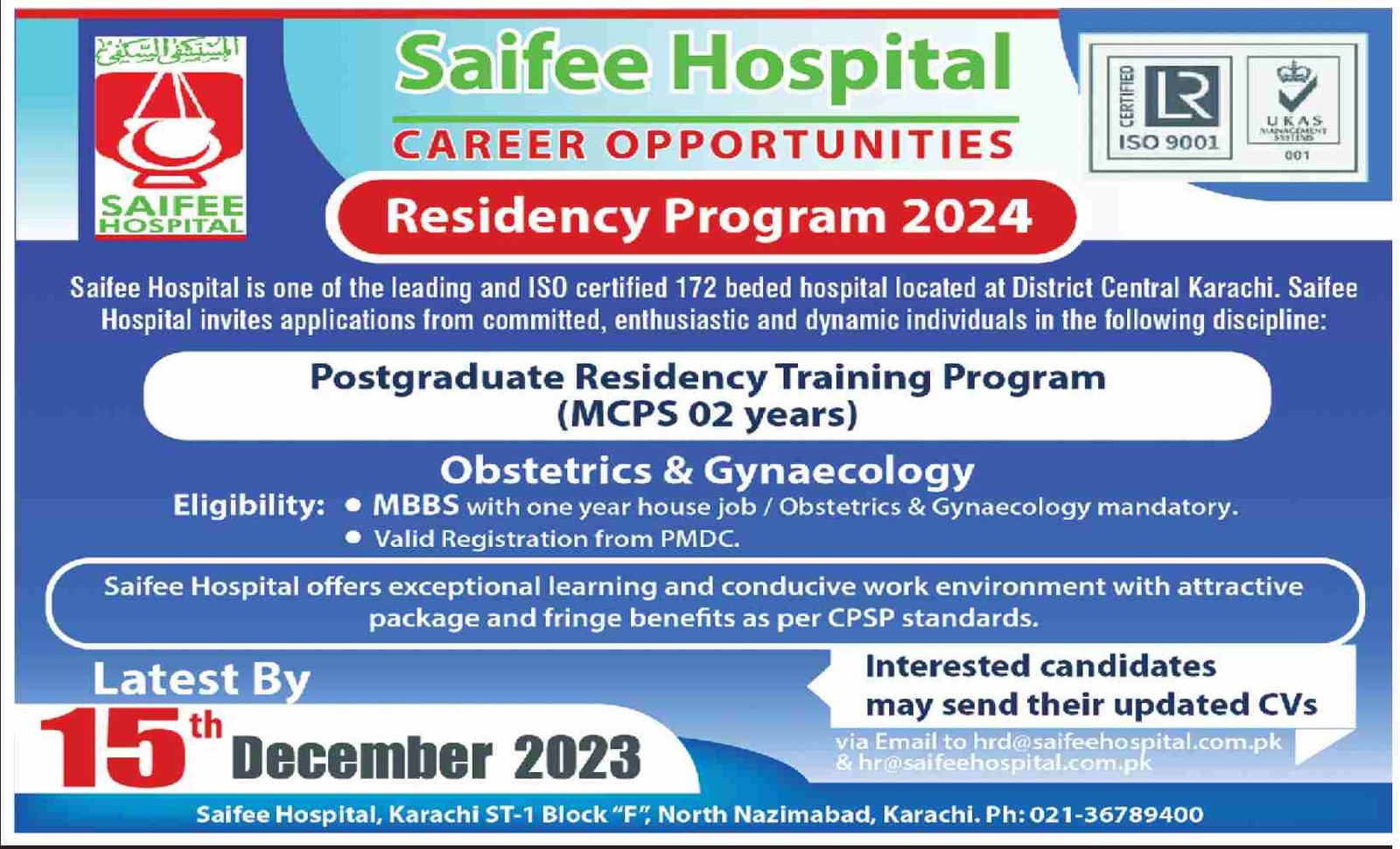 Saifee Hospital Karachi Sindh Jobs 2023 Jobs 2023 — original advertisement