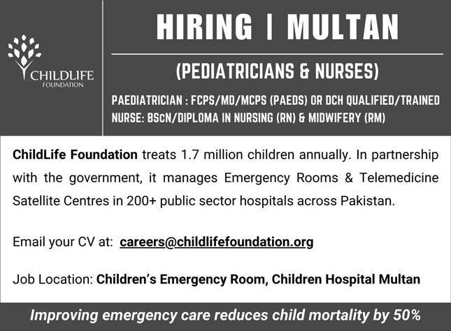 Child Lifde Foundation Multan Punjab Jobs 2023 – Private Sector Organization Jobs 2023 — original advertisement