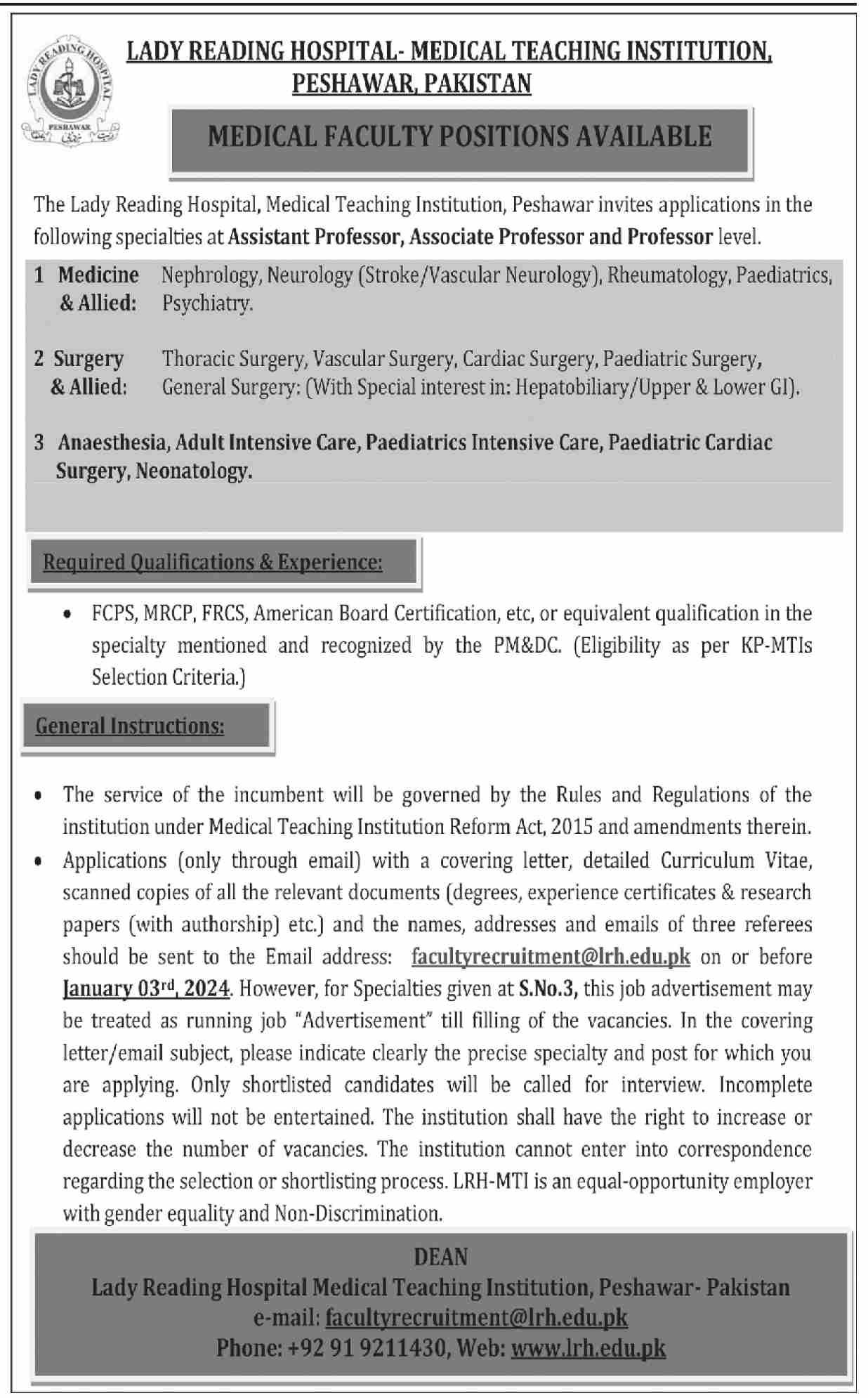 Medical Teaching Institution MTI Peshawar Jobs 2024 – Medical Teaching Institute MTI Khyber Teaching Hospital Peshawar Kpk Jobs 2023 — original advertisement