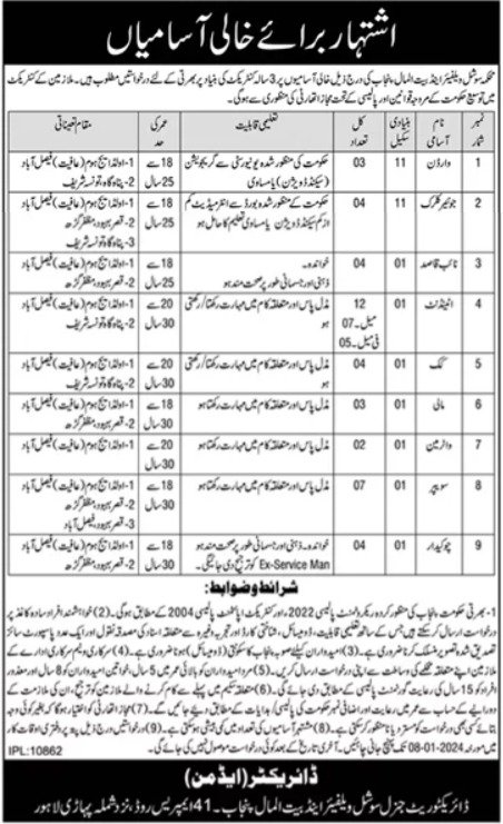 Social Welfare & Bait ul Maal Department Faisalabad Job 2024 – Social Welfare & Bait-Ul-Maal Department Punjab Jobs 2023 — original advertisement