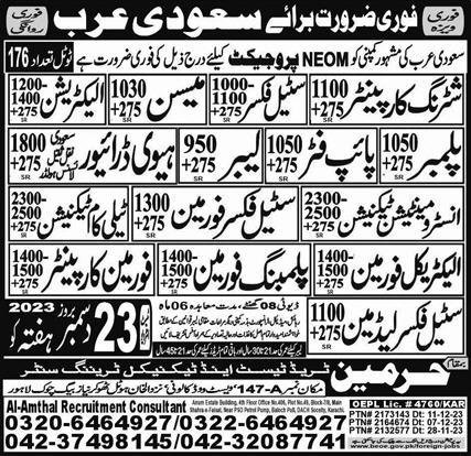 Telecom Technician & Foreman Carpenter Jobs 2023 – Harmain Trade Test & Technical Training Center Jobs 2023 — original advertisement