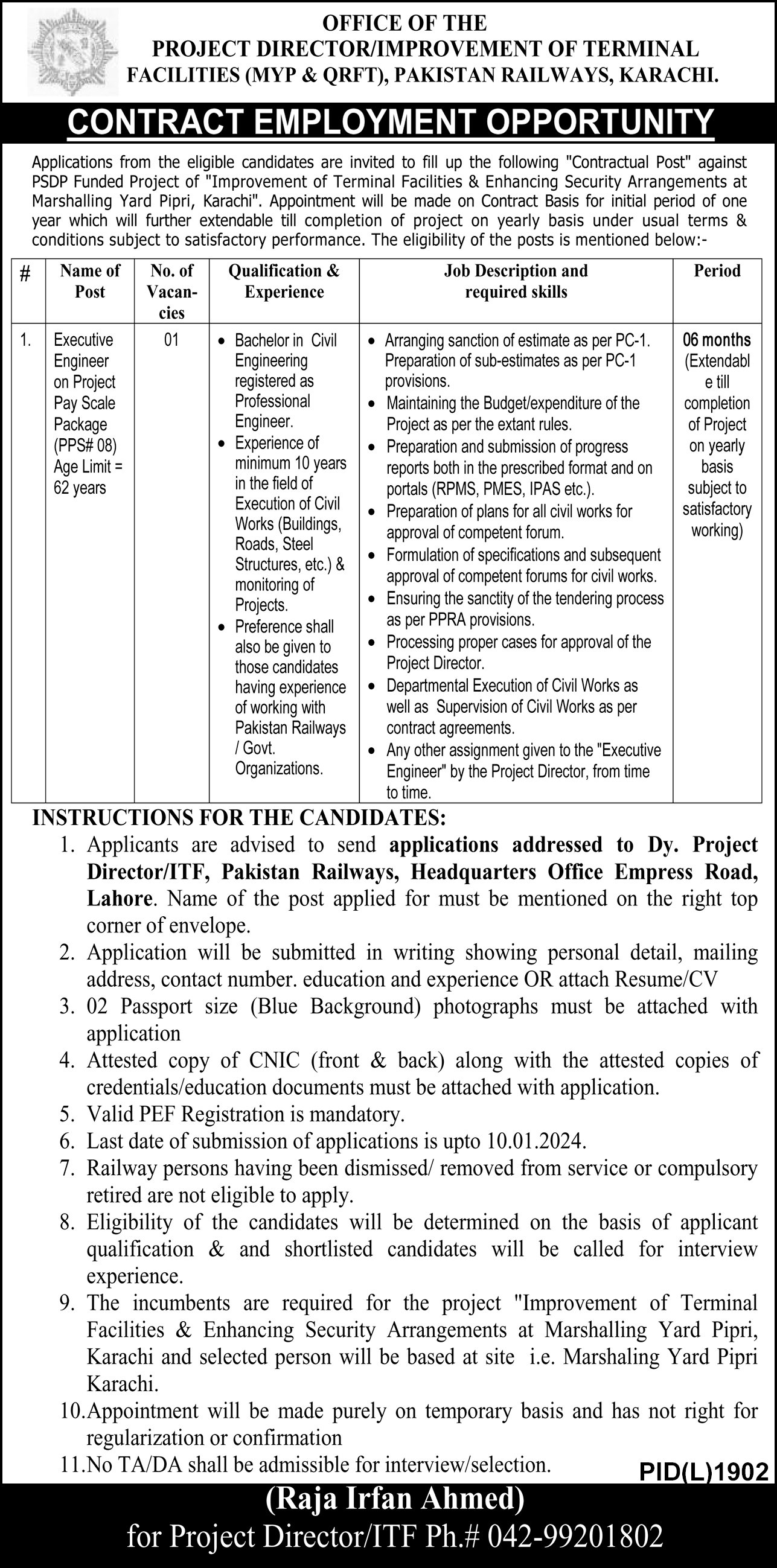 Pakistan Railways Karachi Sindh Jobs 2024 – Ministry of Railways Islamabad Jobs 2023 — original advertisement