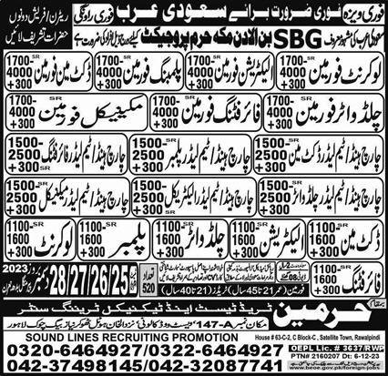 Team Leader Mechanical & Chilled Water Foreman Jobs 2023 – Harmain Trade Test & Technical Training Center Jobs 2023 — original advertisement
