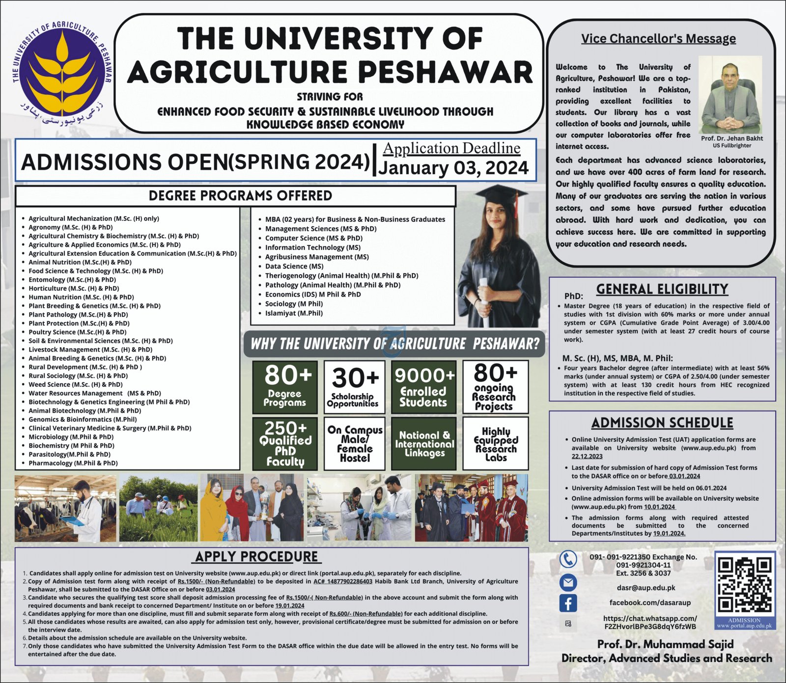 Admissions Open in University of Agriculture Peshawar 2024 – University of Agriculture, Peshawar Admissions 2023 — original advertisement