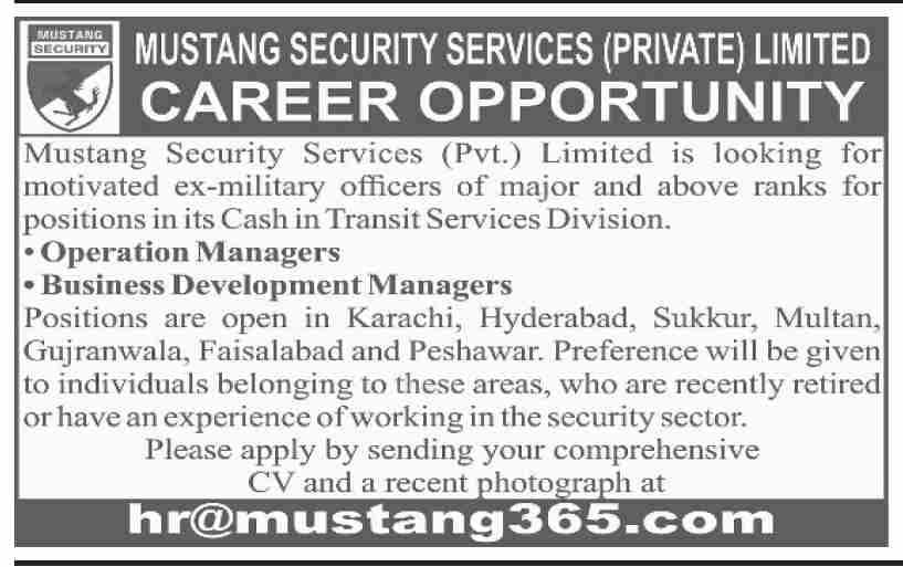 Mustang Security Services Pvt Ltd Karachi Jobs 2024 – Private Sector Organization Jobs 2023 — original advertisement