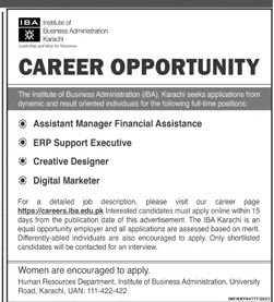 Institute of Business Administration IBA Karachi Jobs 2024 Jobs 2023 — original advertisement