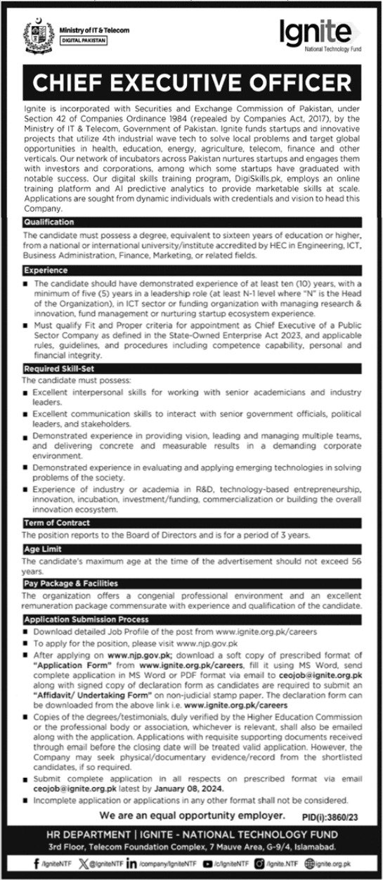 Ministry of IT & Telecom Islamabad Jobs 2024 – Ministry of Information Technology and Telecommunication Jobs 2023 — original advertisement