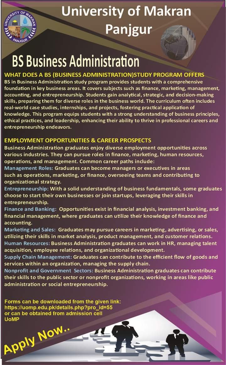 Admissions Open BS University of Makran Panjgur – University of Makran, Panjgur Admissions 2023 — original advertisement