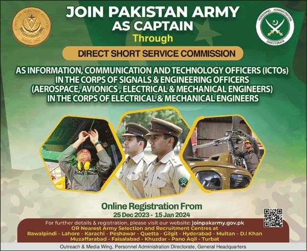 Join Pakistan Army As Captain Through Direct Service Commisn Jobs 2023 — original advertisement