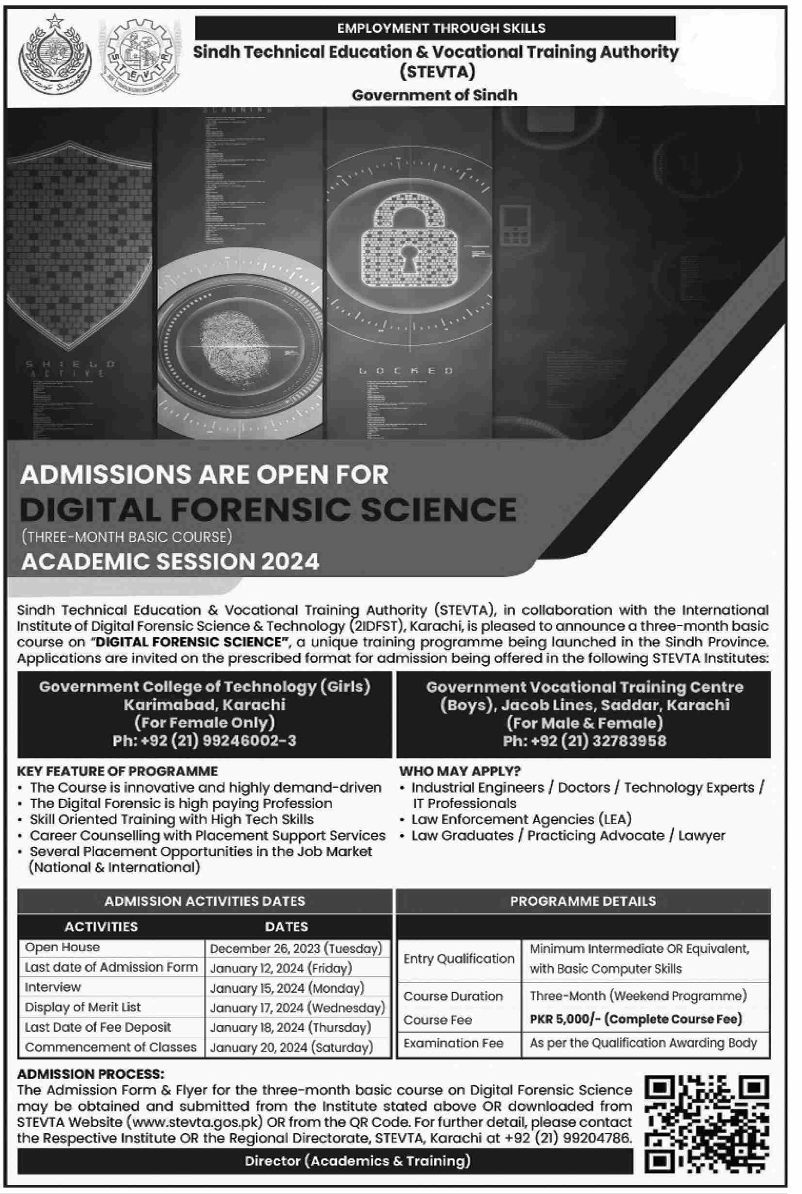 Admissions Open in Sindh Technical Education & Vocational – Sindh Technical Education and Vocational Training Authority Admissions 2023 — original advertisement