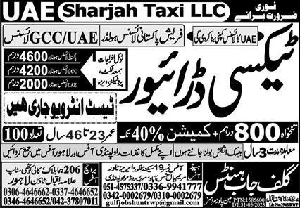 Taxi Driver Jobs in United Arab Emerities 2023 – Gulf Job Hunts Manpower Services Jobs 2023 — original advertisement