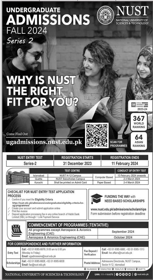Admissions Open in National Univeristy of Science & Technogy – National University of Sciences & Technology Admissions 2023 — original advertisement