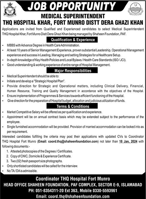 THQ Hospital Deran Ghazi Khan Punjab Jobs 2024 – Tehsil Headquarter Hospital Jobs 2024 — original advertisement