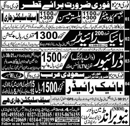 Plaster Mason & Gypsum Carpenter Jobs 2024 In Qatar – New Brand Manpower Jobs 2024 — original advertisement