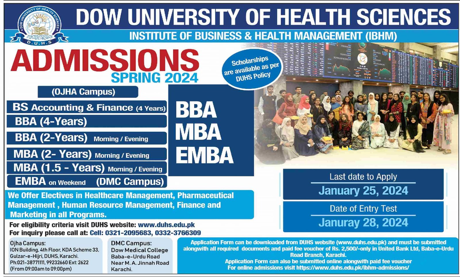 Admissions Open in dow Univeristy of Health Sciences Karachi – Dow University of Health Sciences Karachi Admissions 2024 — original advertisement