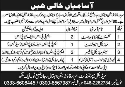 Sarwar Foundation Hospital Rajana Jobs 2024 Jobs 2024 — original advertisement
