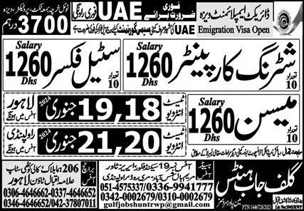 Shuttering Carpenter & Steel Fixer Jobs 2024 In UAE – Gulf Job Hunts Manpower Services Jobs 2024 — original advertisement
