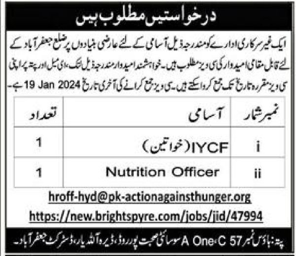 Non Governmental Organization NGO District Jafarabad Jobs – Public Sector Organization Jobs 2024 — original advertisement