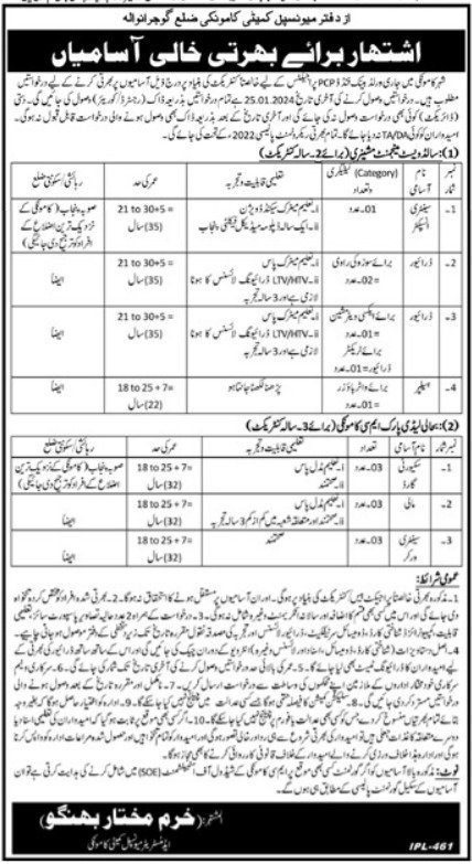 Municipal Committee KamokePunjab Jobs 2024 – Muncipal Commette Jobs 2024 — original advertisement