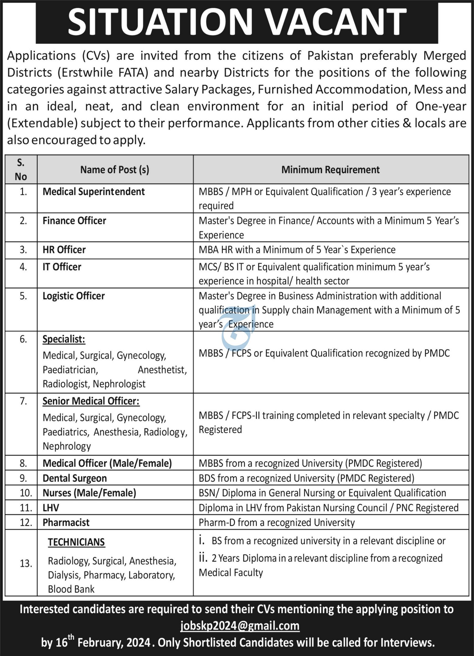 Non Governmental Organization NGO FATA Jobs 2024 – Public Sector Organization Jobs 2024 — original advertisement