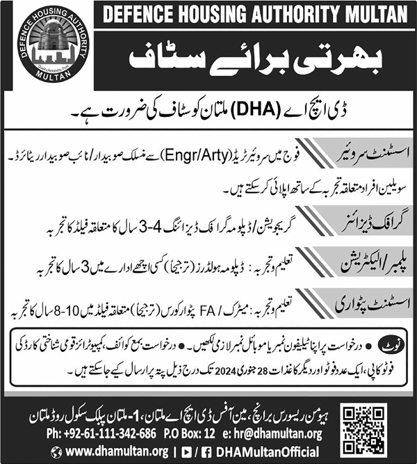 Defence Housing Authority DHA Multan Punjab Jobs 2024 Jobs 2024 — original advertisement