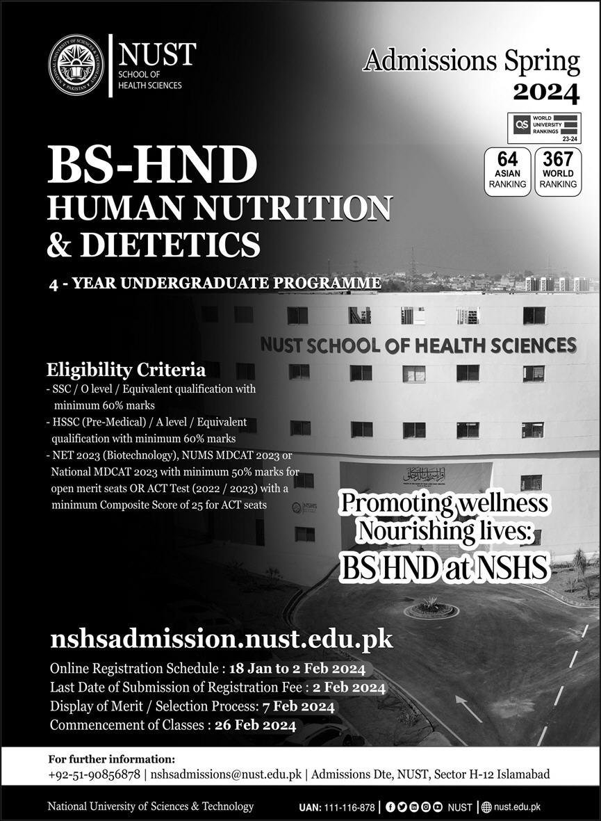 Admissions Open in National Univeristy of Technology 2024 – National University of Technology NUTECH Islamabad Admissions 2024 — original advertisement