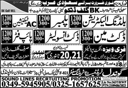 Docket Insulator & AC Technician Jobs 2024 In Saudi Arabia – Gondal Trade Test & Training Center Jobs 2024 — original advertisement