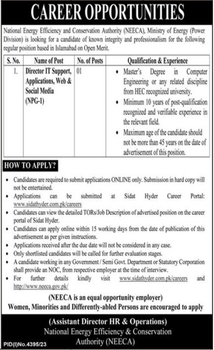 National Energy Effeciency and Conservation Authority Jobs – National Energy Effeciency and Conservation Authority NEECA Jobs 2024 — original advertisement