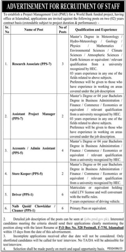 Project Management Unit PMU Islamabad Jobs 2024 – Public Sector Organization Jobs 2024 — original advertisement