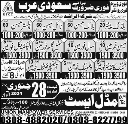 Buiding Painters  and Black Mason Jobs in Saudia Arabia – Middle East Technical Trade Test & Training Center Jobs 2024 — original advertisement