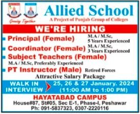 Allied School Hayatabad Campus Peshawar Jobs 2024 – Allied School System Jobs 2024 — original advertisement