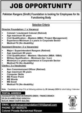 Pakistan Rangers Sindh Karachi Jobs 2024 – Sindh Rangers Jobs 2024 — original advertisement