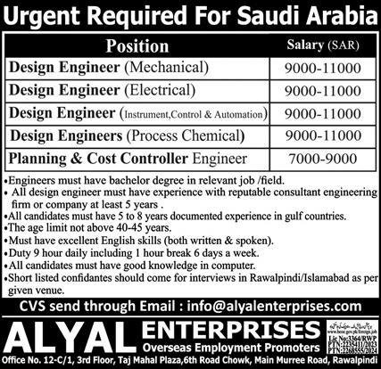 Design Engineer Mechanical & Design Engineer Electrical Jobs – Alyal Enterprises Jobs 2024 — original advertisement