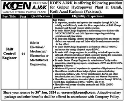 KOEN AJ&K Kotli Azad Jammu Kashmir Jobs 2024 – KOEN Azad Jammu And Kashmir Jobs 2024 — original advertisement