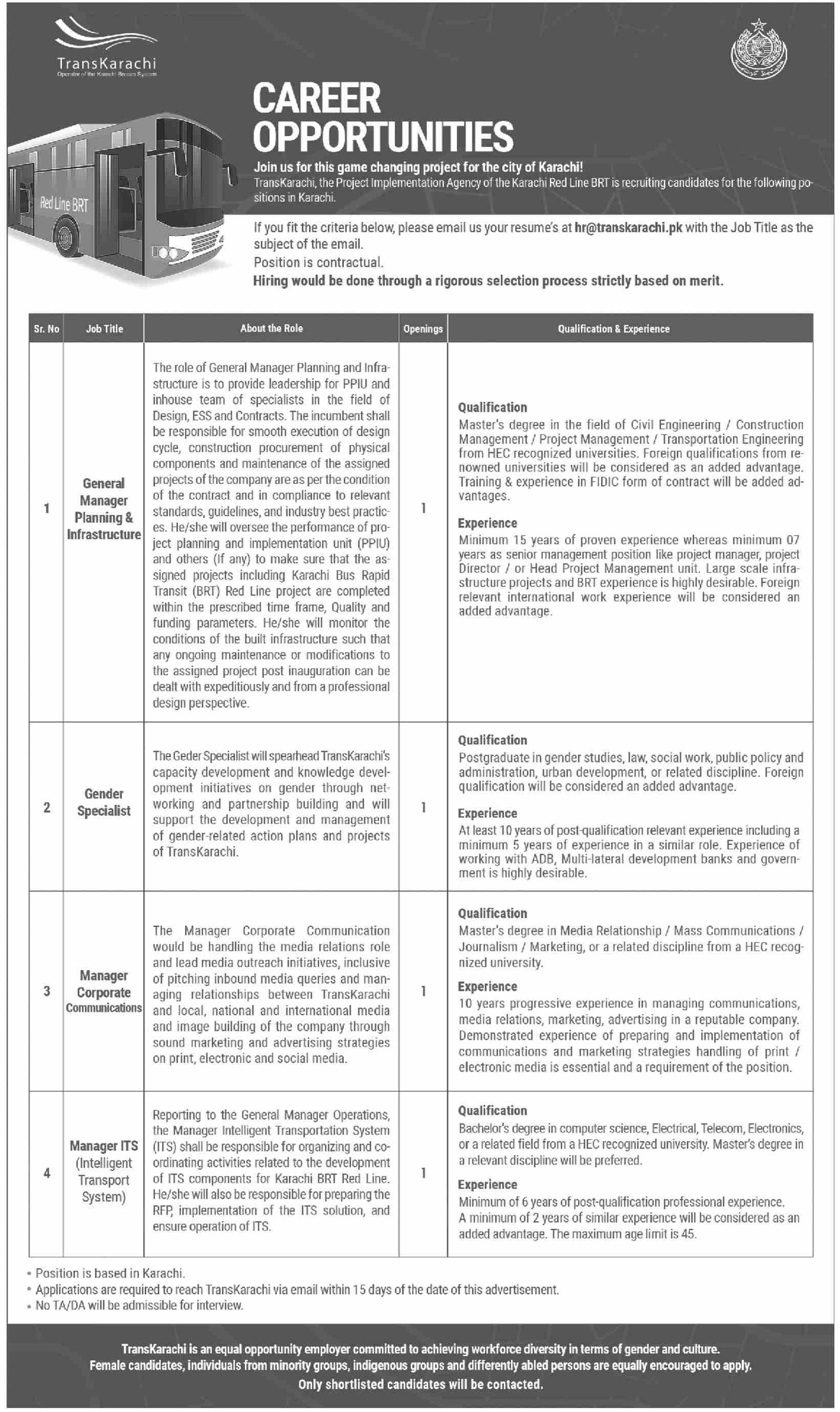 Trans Karachi Sindh Jobs 2024 Jobs 2024 — original advertisement