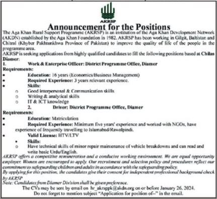 Aga Khan Rural Support Programme AKRSP Jobs 2024 – Aga Khan Education Service Pakistan Jobs 2024 — original advertisement