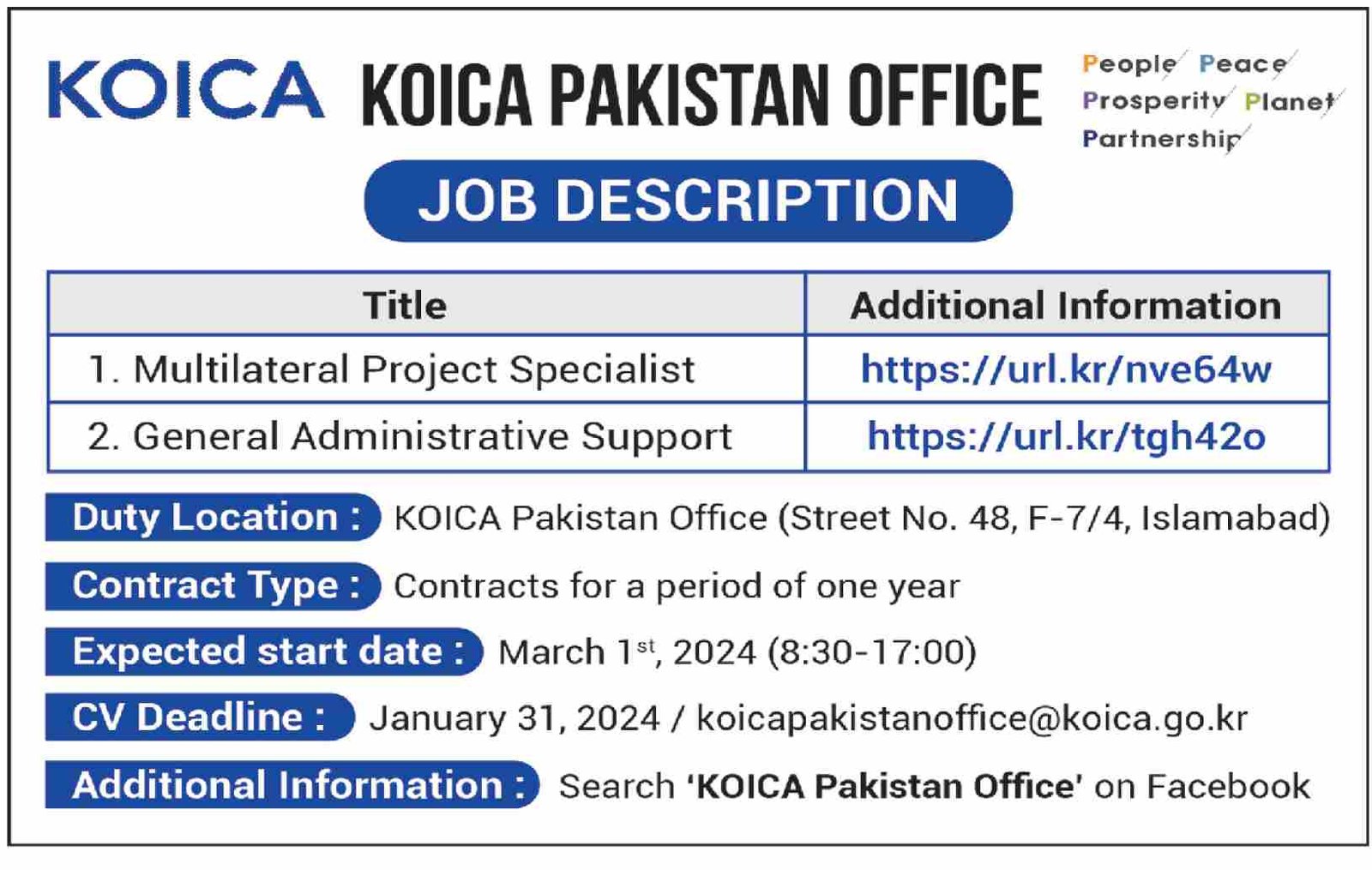 KOICA Pakistan Islamabad Jobs 2024 – Public Sector Organization Jobs 2024 — original advertisement